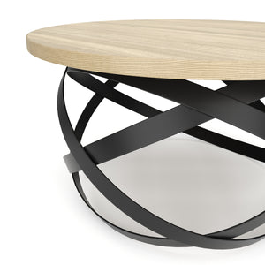 Beistelltisch RATEBEL rund 70 x 40 cm hellbraun/schwarz