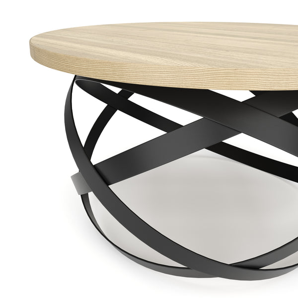 Beistelltisch RATEBEL rund 70 x 40 cm hellbraun/schwarz