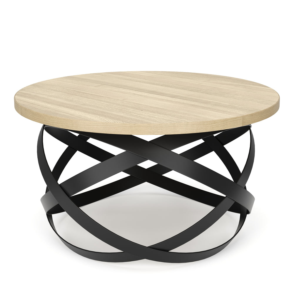 Beistelltisch RATEBEL rund 70 x 40 cm hellbraun/schwarz
