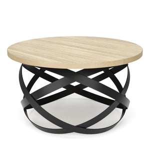 Beistelltisch RATEBEL rund 70 x 40 cm hellbraun/schwarz