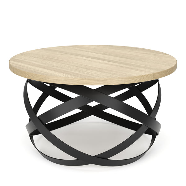 Beistelltisch RATEBEL rund 70 x 40 cm hellbraun/schwarz