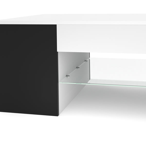 Beistelltisch ROANA Hochglanz weiss/schwarz