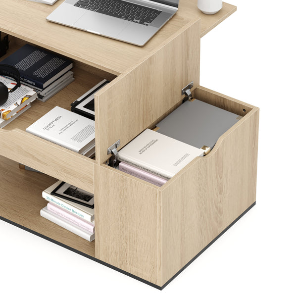 Beistelltisch SIERRA mit Stauraum 100 x 55 x 37 - 55 cm braun
