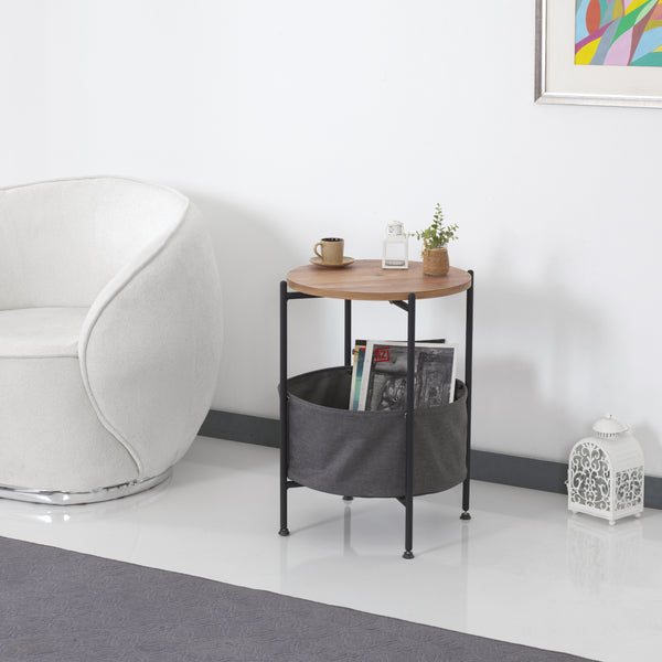 Table d'appoint Suonenjoki 59x47cm aspect noir/noyer