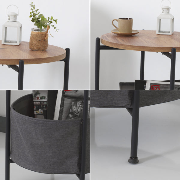 Table d'appoint Suonenjoki 59x47cm aspect noir/noyer