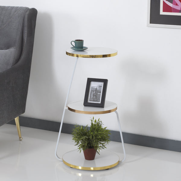 Beistelltisch Sipoo 74x46x37cm Weiss/Goldfarben