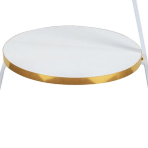 Beistelltisch Sipoo 74x46x37cm Weiss/Goldfarben