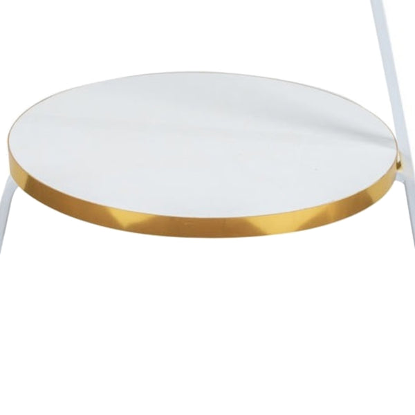 Beistelltisch Sipoo 74x46x37cm Weiss/Goldfarben