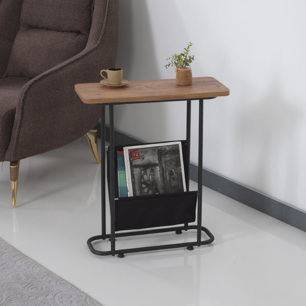 Beistelltisch Bov 64x55x24cm Schwarz/Walnuss-Optik