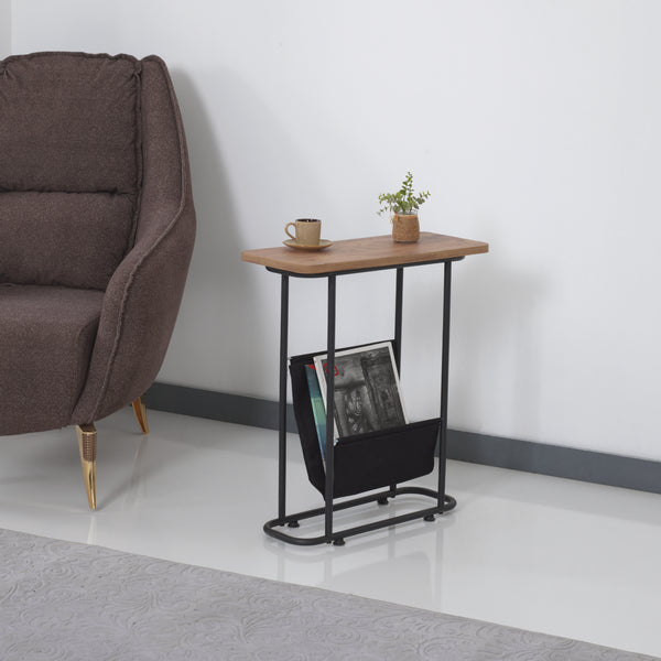 Beistelltisch Bov 64x55x24cm Schwarz/Walnuss-Optik