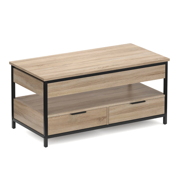 Beistelltisch WOODEDGE mit Stauraum 100 x 50 x 48 - 62 cm braun