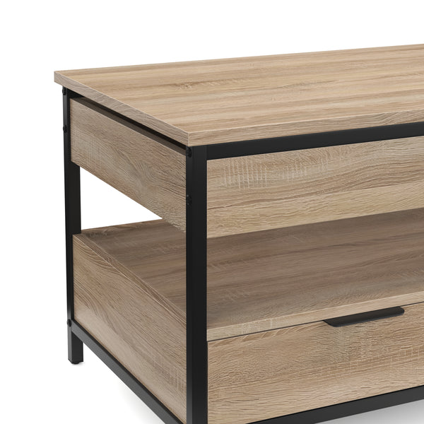 Beistelltisch WOODEDGE mit Stauraum 100 x 50 x 48 - 62 cm braun