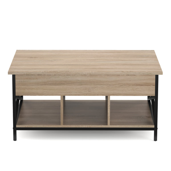 Beistelltisch WOODORA mit Stauraum 100 x 60 x 48 - 62 cm braun