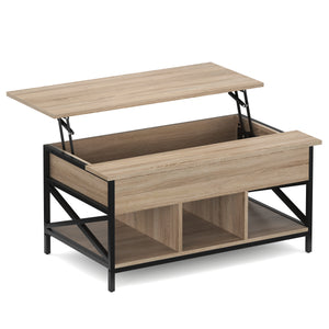 Beistelltisch WOODORA mit Stauraum 100 x 60 x 48 - 62 cm braun