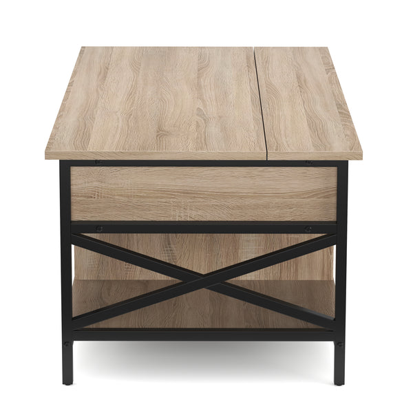 Beistelltisch WOODORA mit Stauraum 100 x 60 x 48 - 62 cm braun