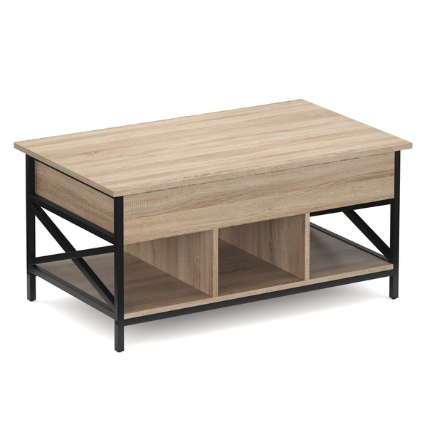 Beistelltisch WOODORA mit Stauraum 100 x 60 x 48 - 62 cm braun