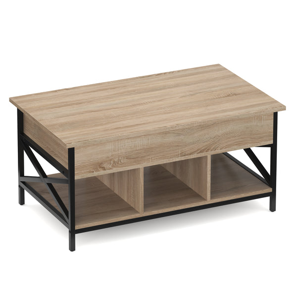 Beistelltisch WOODORA mit Stauraum 100 x 60 x 48 - 62 cm braun