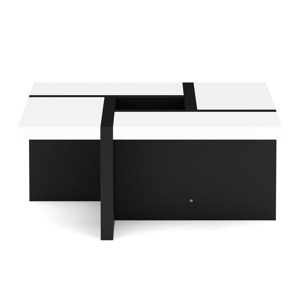 Beistelltisch ZEBRA 80 x 80 x 35 cm weiss/schwarz