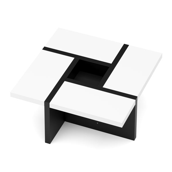 Beistelltisch ZEBRA 80 x 80 x 35 cm weiss/schwarz