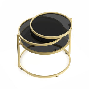 Beistelltisch mit 3 Tischplatten LOREDANA rund schwarz/gold