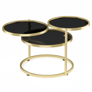 Beistelltisch mit 3 Tischplatten LOREDANA rund schwarz/gold