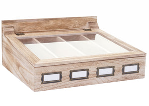 Besteckkasten Besteckkiste mit Deckel shabby ~ naturbraun