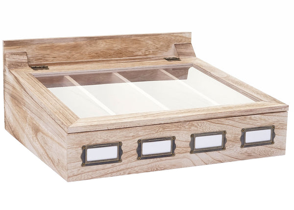 Besteckkasten Besteckkiste mit Deckel shabby ~ naturbraun