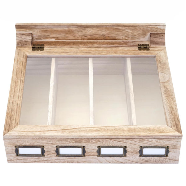 Besteckkasten Besteckkiste mit Deckel shabby ~ naturbraun