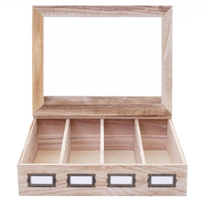 Besteckkasten Besteckkiste mit Deckel shabby ~ naturbraun