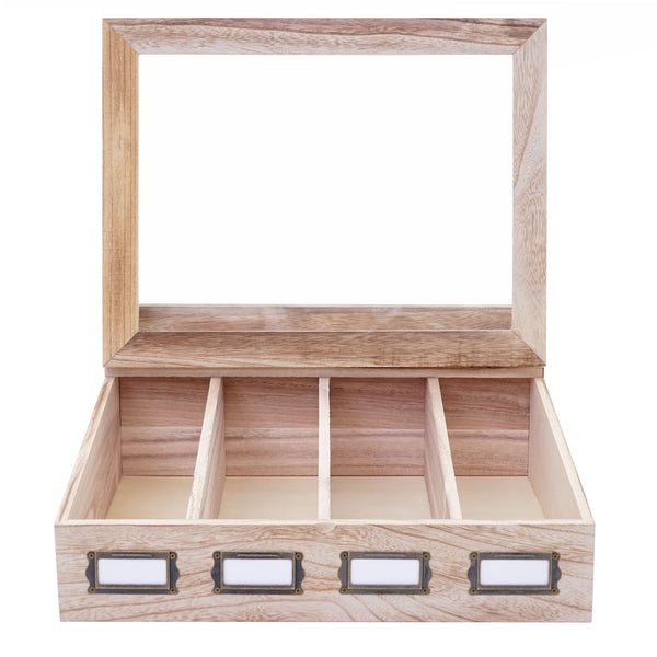 Besteckkasten Besteckkiste mit Deckel shabby ~ naturbraun