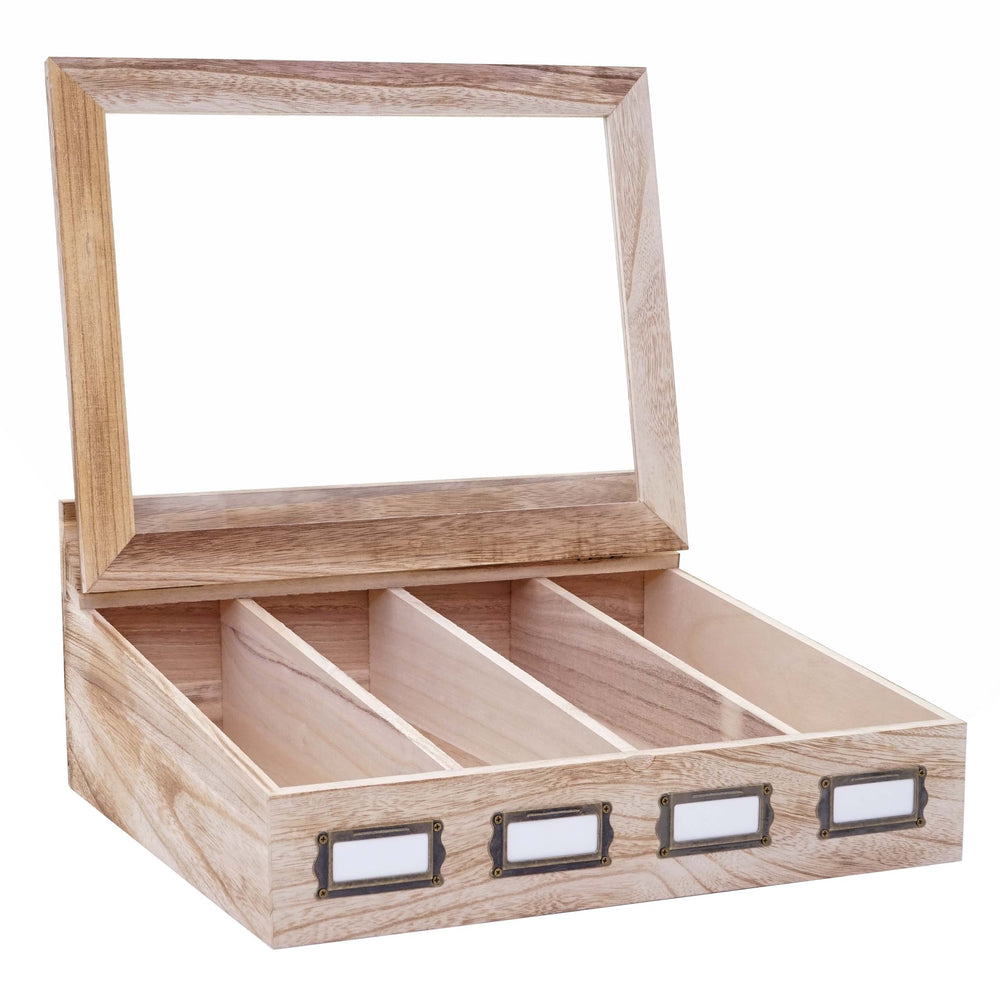 Besteckkasten Besteckkiste mit Deckel shabby ~ naturbraun