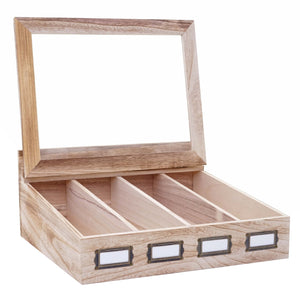 Besteckkasten Besteckkiste mit Deckel shabby ~ naturbraun