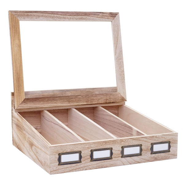 Besteckkasten Besteckkiste mit Deckel shabby ~ naturbraun