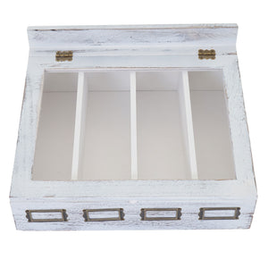 Besteckkiste Aufbewahrung mit Deckel shabby ~ weiss