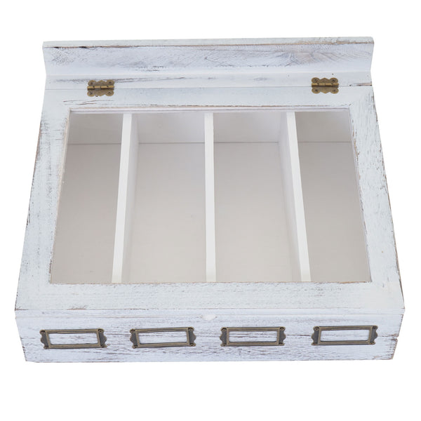 Besteckkiste Aufbewahrung mit Deckel shabby ~ weiss