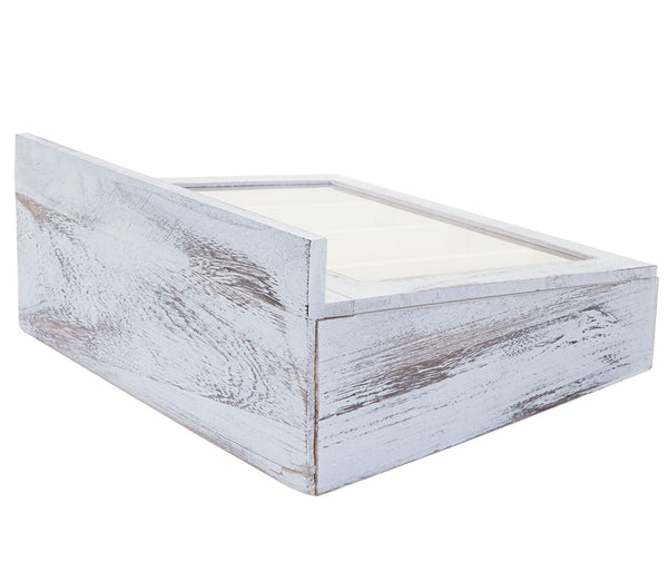Besteckkiste Aufbewahrung mit Deckel shabby ~ weiss