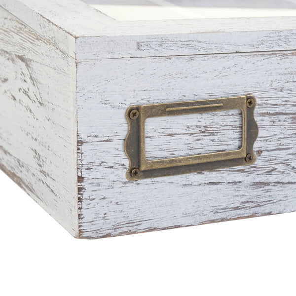 Besteckkiste Aufbewahrung mit Deckel shabby ~ weiss
