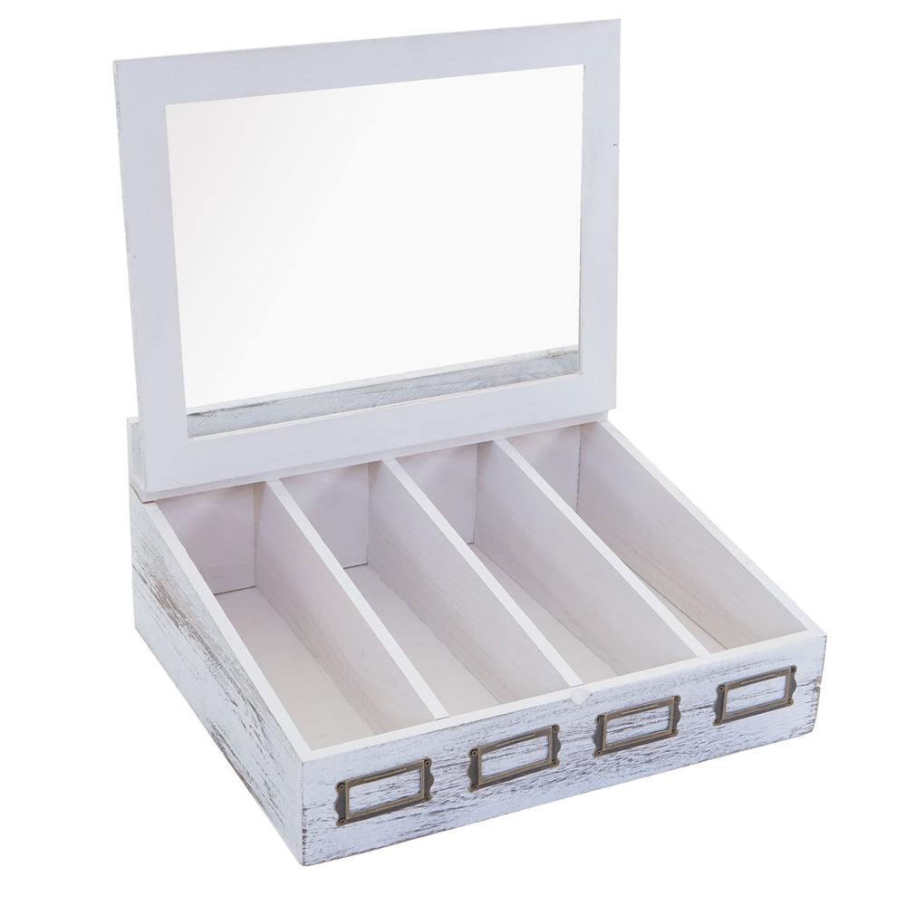 Besteckkiste Aufbewahrung mit Deckel shabby ~ weiss