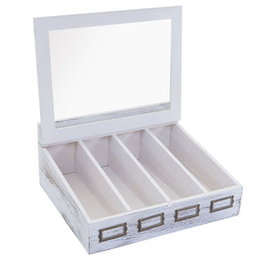 Besteckkiste Aufbewahrung mit Deckel shabby ~ weiss