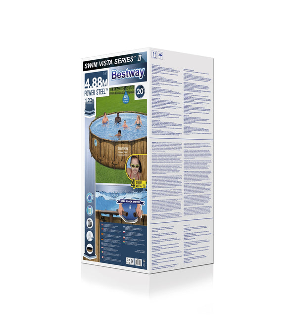 Bestway Pool Komplett-Set Holz-Optik 488 x 122 cm