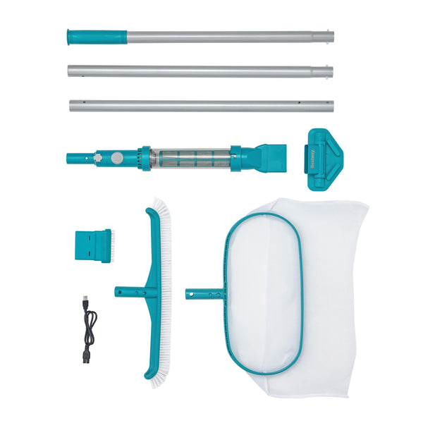 Poolsauger Set AquaSurge kabellos mit Kescher und Bürste