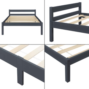 Holzbett Nakkila 120x200 cm Doppelbett mit Kopfteil Grau
