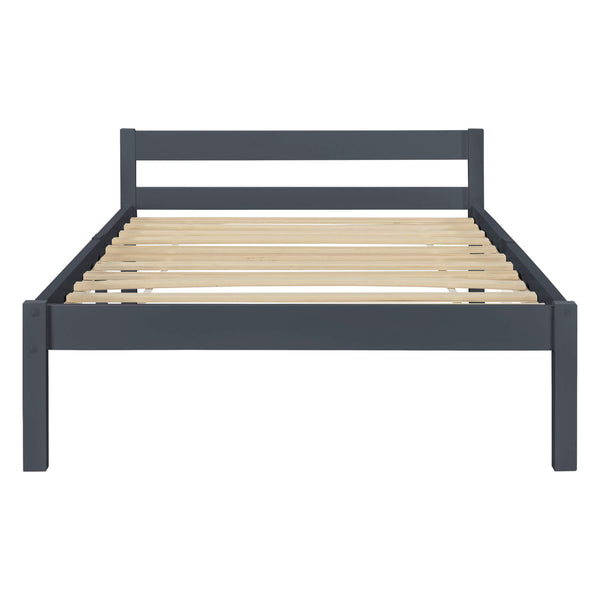 Holzbett Nakkila 120x200 cm Doppelbett mit Kopfteil Grau