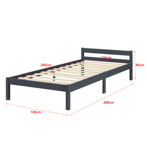 Holzbett Nakkila 120x200 cm Doppelbett mit Kopfteil Grau