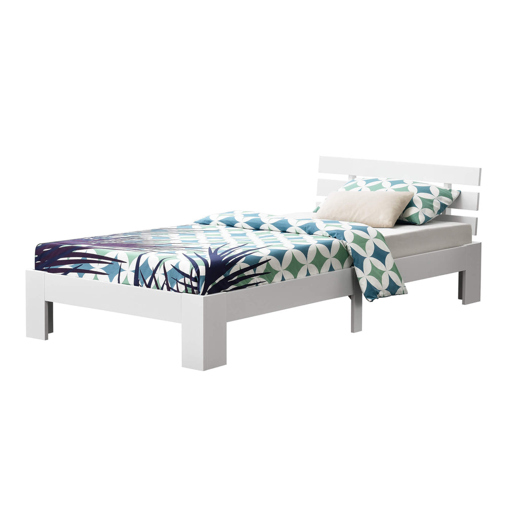 Letto in legno Nivala 90x200 cm con testiera bianca