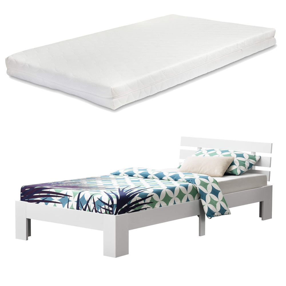 Letto in legno Nivala 90x200 cm con materasso in schiuma fredda bianca
