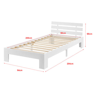 Holzbett Nivala 90x200 cm mit Kaltschaummatratze Weiss