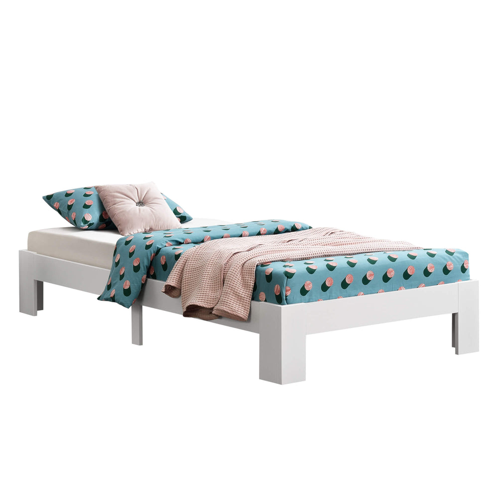 Letto in legno Raisio 120x200 cm con rete a doghe, bianco
