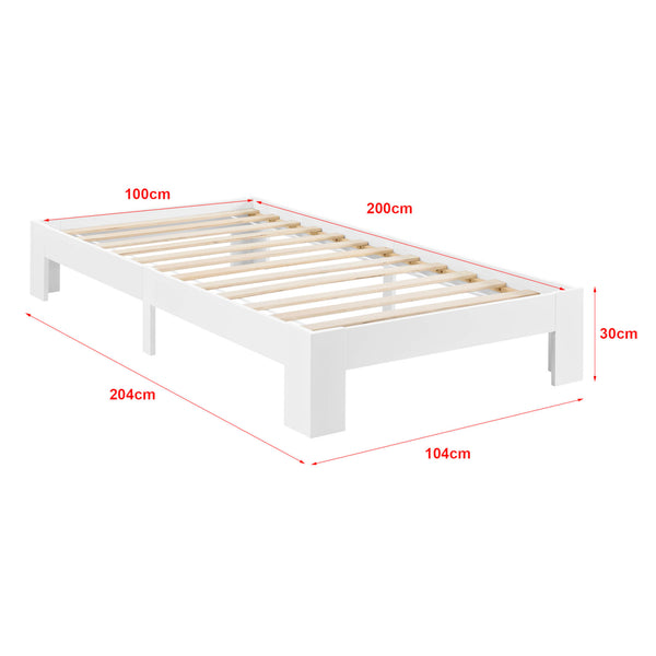 Holzbett Raisio 100x200 cm mit Lattenrost Weiss
