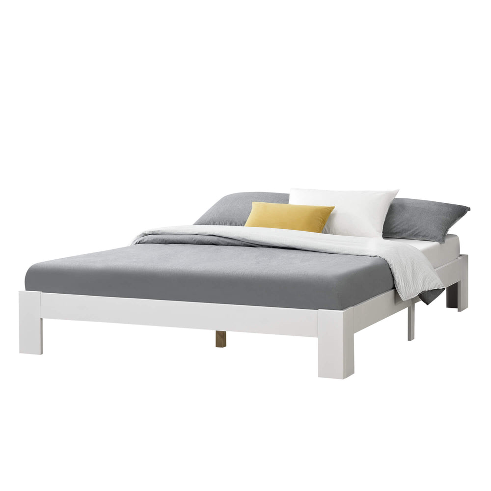 Letto in legno Raisio 140x200 cm con rete a doghe, bianco